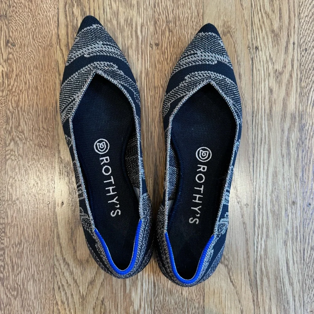 Rothy’s women’s size 6.5 black & gold point flats discontinued rare